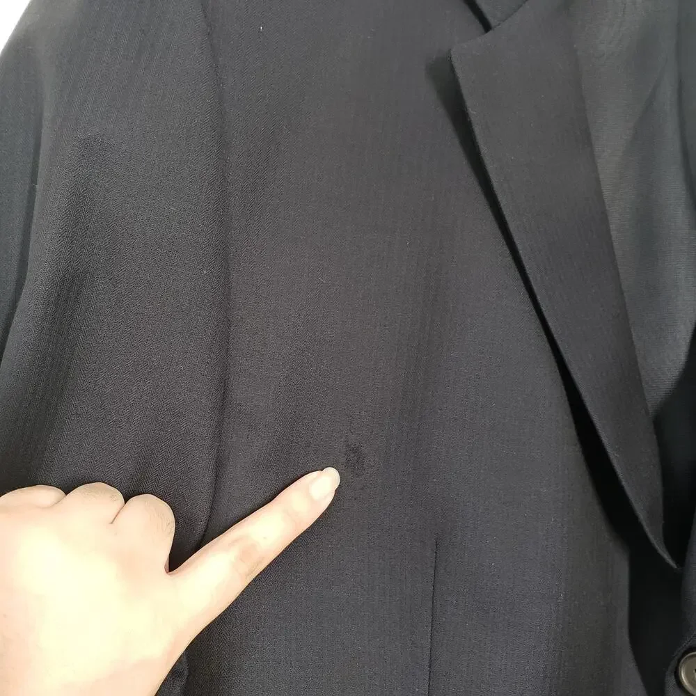 Vintage Ralph Lauren Chaps Suit Men 46 Reg 40x27 Navy Tonal Stripe Wool Cashmere